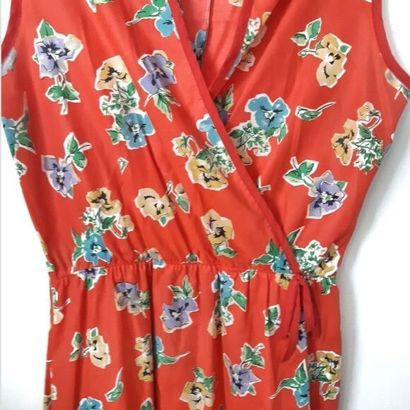Vintage Red Floral Midi Dress - Picture 3 of 5